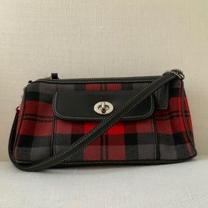 Chic Coach Turnlock Shoulder Bag with Plaid Print
